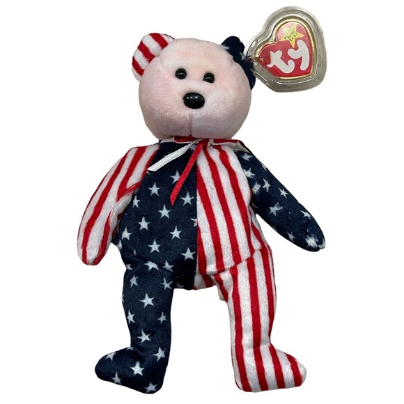 SPANGLE 1999 Ty Beanie Baby Patriotic Bear - Red, White, and Blue RARE RETIRED! - Picture 1 of 5